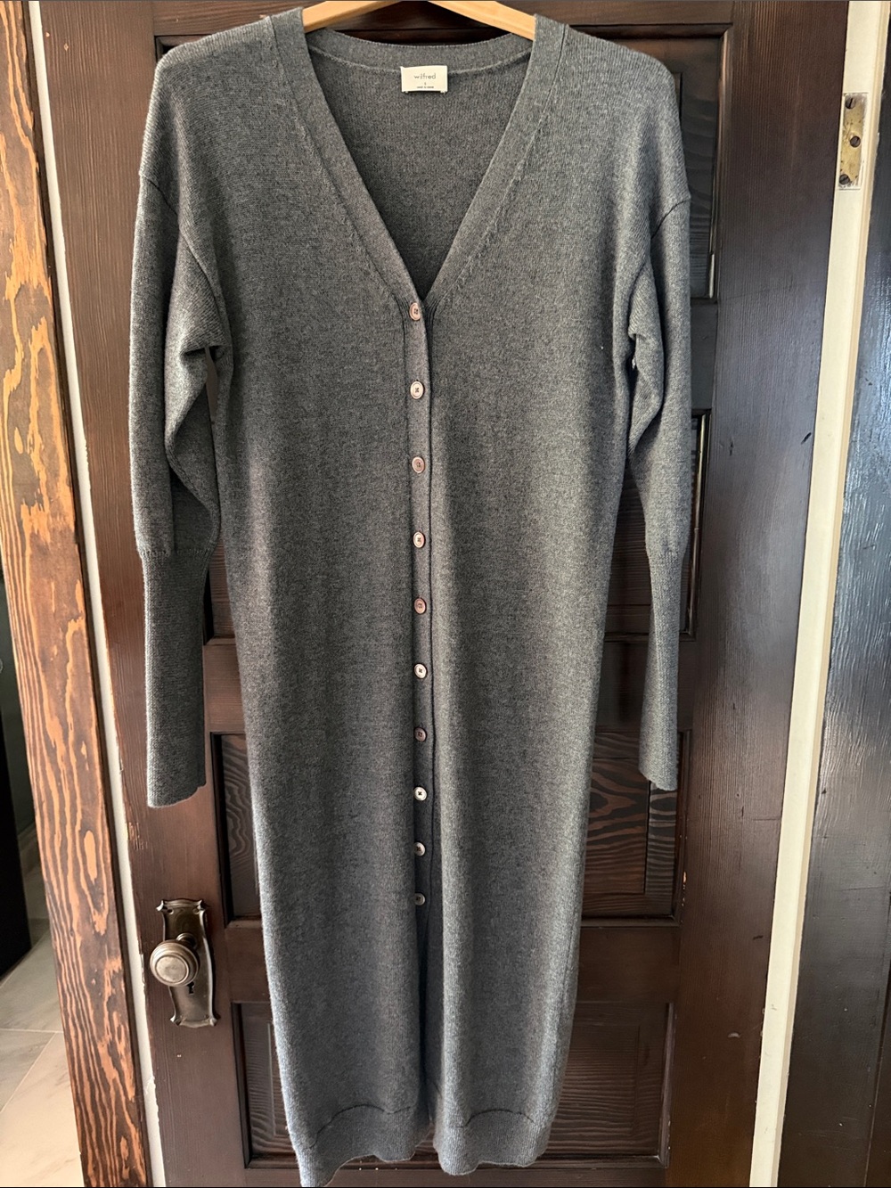 Wilfred Charcoal Grey Button-Front Midi Dress
